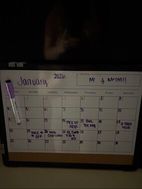 Magnetic Whiteboard Monthly Calendar - Purple